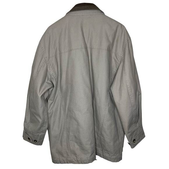 GH Bass Barn Chore Jacket Large Mens Quilted Canvas Leather Collar Outdoor Coat - Picture 3 of 12